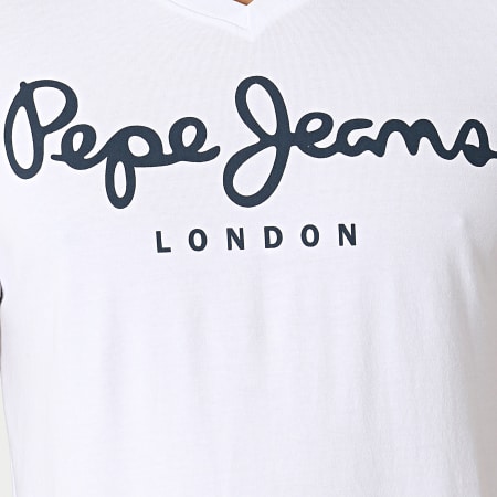 Pepe Jeans - Tee Shirt Col V Original Stretch PM500373 Blanc