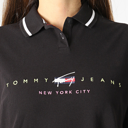 Tommy Jeans - Robe Polo Manches Courtes Femme Modern Logo 9854 Noir