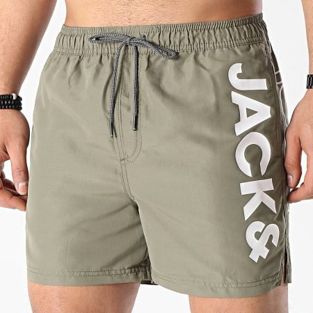 Jack And Jones - Short De Bain Bali Logo Vert Kaki