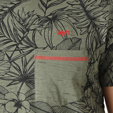 MZ72 - Tee Shirt Poche Tell Vert Kaki Floral