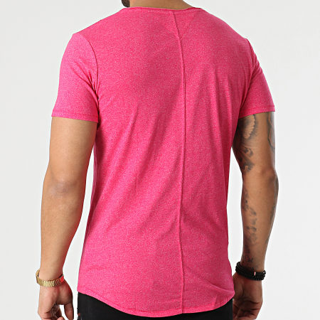 Mens Tshirt Tommy Hilfiger Neon T Shirt Logo Slim Neon Pink Tommy