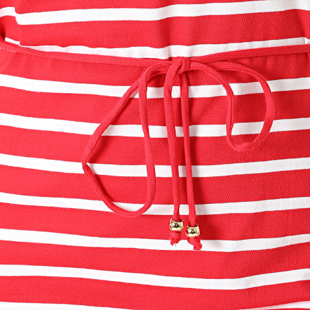 Tommy Hilfiger - Robe Tee Shirt Femme A Rayures ABO Regular Flag 2438 Rouge Blanc