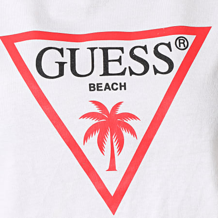 Guess - Tee Shirt Crop Femme Triangle Logo E02I01-JA911 Blanc