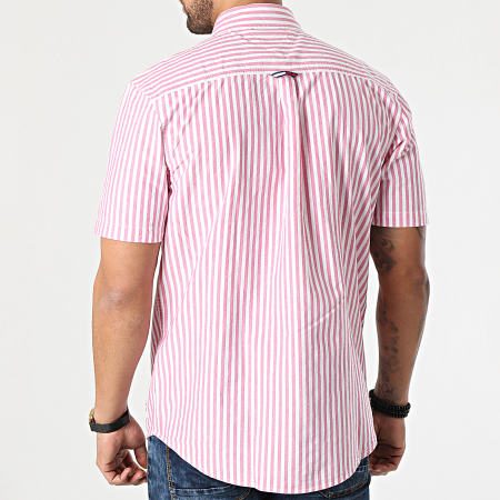 Tommy Jeans - Chemise Manches Courtes A Rayures Striped 0160 Blanc Rose