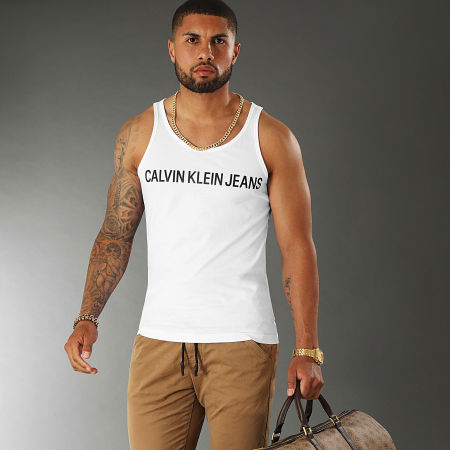 Calvin Klein - Camiseta de Tirantes Logo Institucional 5249 Blanco