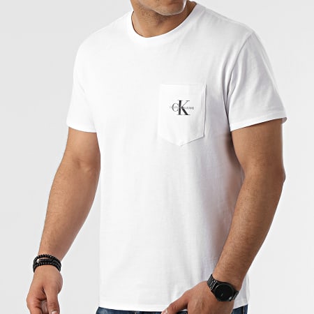Calvin Klein - Tee Shirt Poche Monogram 7294 Blanc
