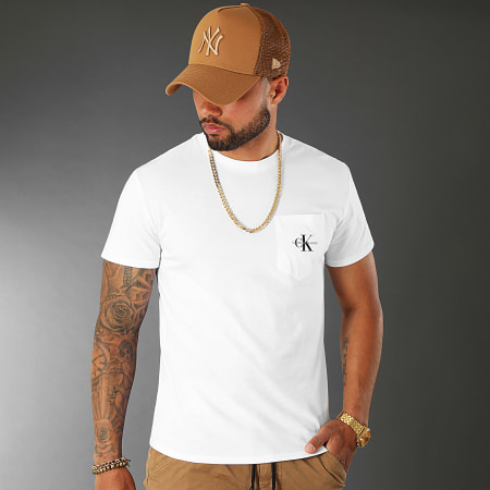 Calvin Klein - Camiseta con bolsillo de monograma 7294 Blanco