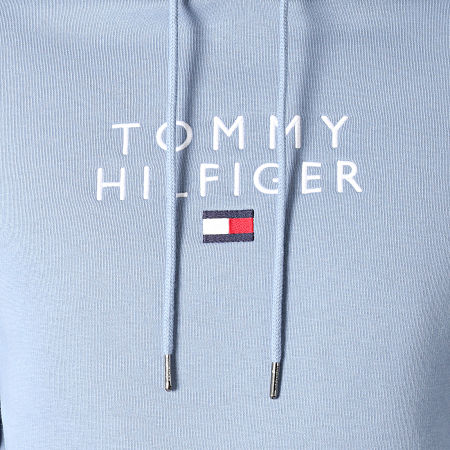 Tommy Hilfiger - Sweat Capuche Stacked Tommy Flag 7397 Bleu Clair