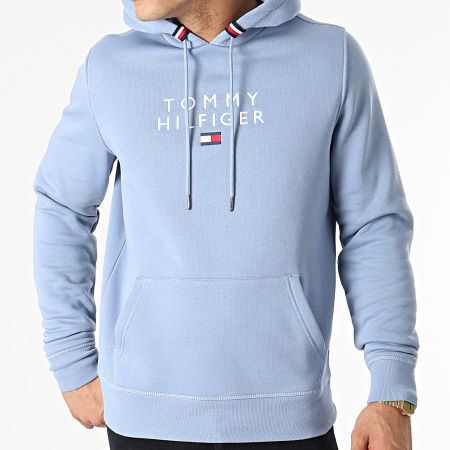 Tommy Hilfiger - Sweat Capuche Stacked Tommy Flag 7397 Bleu Clair