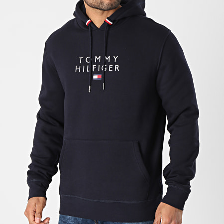 Tommy Hilfiger - Sweat Capuche Stacked Tommy Flag 7397 Bleu Marine