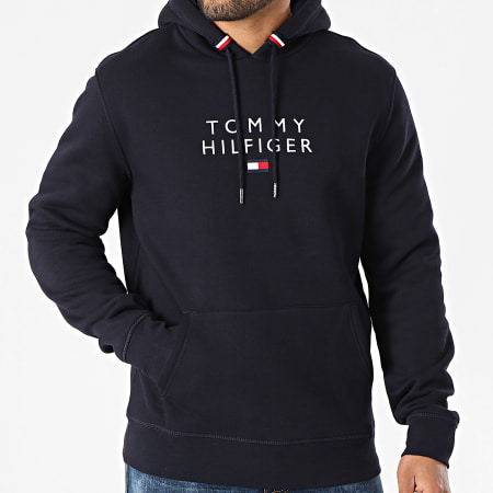 Tommy Hilfiger - Sweat Capuche Stacked Tommy Flag 7397 Bleu Marine