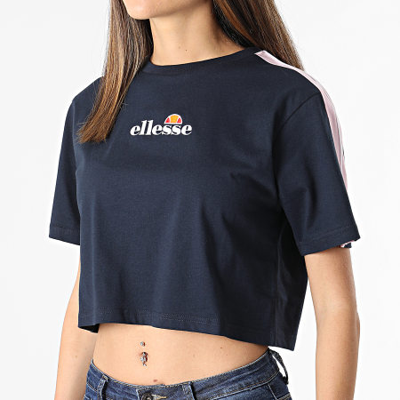 Ellesse - Tee Shirt Crop Femme A Bandes Amarillo SGI09281 Bleu Marine