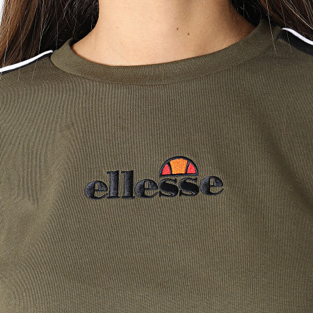 Ellesse - Tee Shirt Crop Femme A Bandes Amarillo SGI09281 Vert Kaki