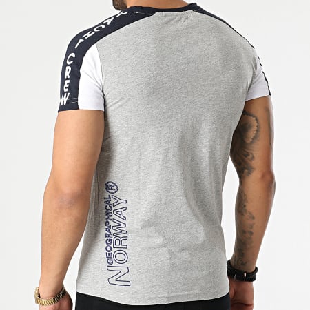 Geographical Norway - Tee Shirt Poche A Bandes Jorth Gris Chiné