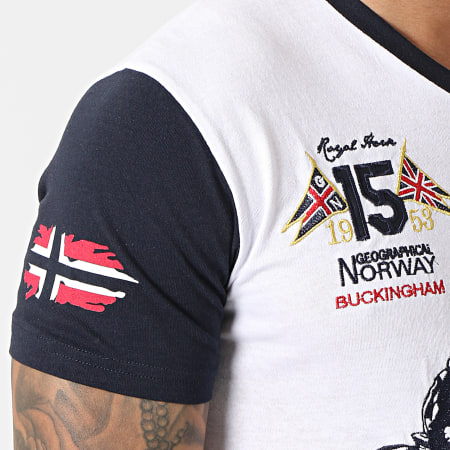 Geographical Norway - Tee Shirt Poche Col V Joloclub Blanc