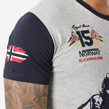 Geographical Norway - Tee Shirt Poche Col V Joloclub Gris Chiné
