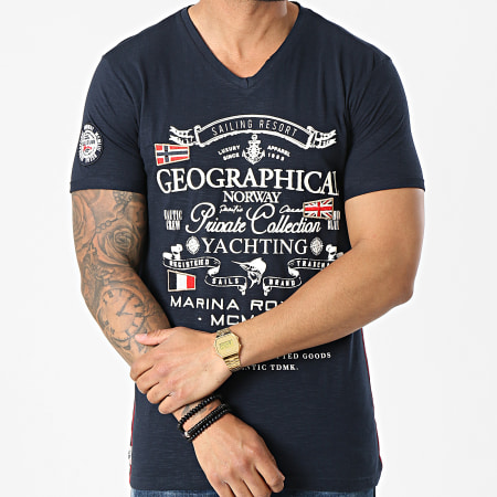 Geographical Norway - Tee Shirt Col V Jemium Bleu Marine