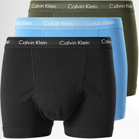 Calvin Klein - Lot De 3 Boxers Cotton Stretch U2662G Noir Bleu Vert Kaki