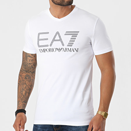 EA7 Emporio Armani - Tee Shirt Col V 3KPT57-PJ03Z Blanc