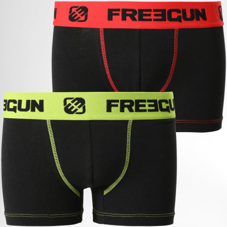 Freegun - Juego de 2 calzoncillos bóxer de algodón Comfort para niños Negro