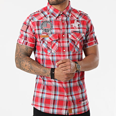 Chemise à Manches Courtes Vintage Années 80 - Carreaux Rouge - Taille M - Style Rétro Bowling