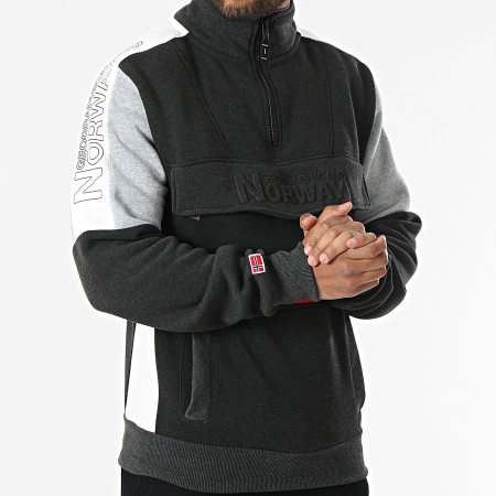Geographical Norway - Sweat Col Zippé Fagostino Gris Anthracite Chiné