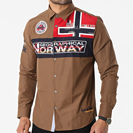 Geographical Norway - Chemise Manches Longues Zorarz Marron