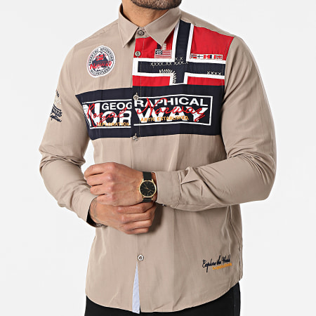 Geographical Norway - Chemise Manches Longues Zorarz Taupe