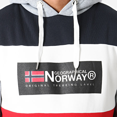Geographical Norway - Sweat Capuche Golem Gris Chiné Rouge