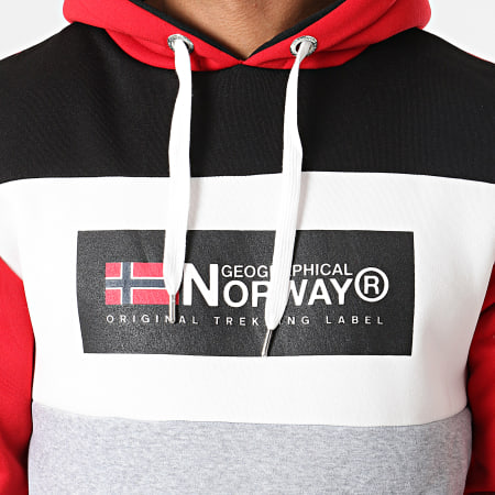 Geographical Norway - Sweat Capuche Golem Rouge Gris Chiné
