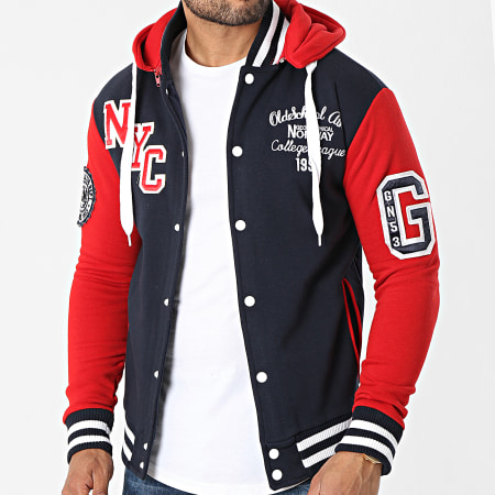 Geographical Norway - Veste Capuche All In Bleu Marine Rouge