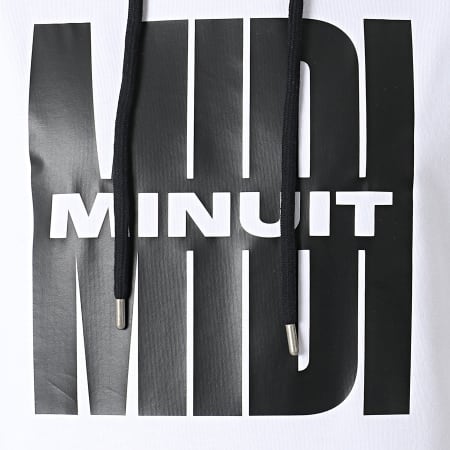 Midi Minuit - Sweat Capuche Logo Impact Blanc Noir