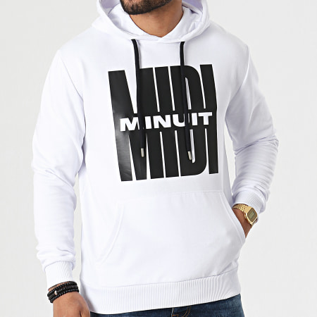 Midi Minuit - Impact Logo Hoody Wit Zwart