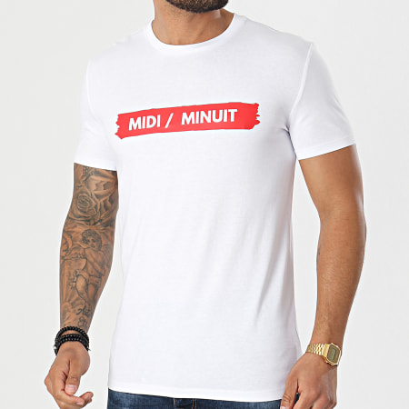 Midi Minuit - Camiseta Logo Typo Blanco Rojo