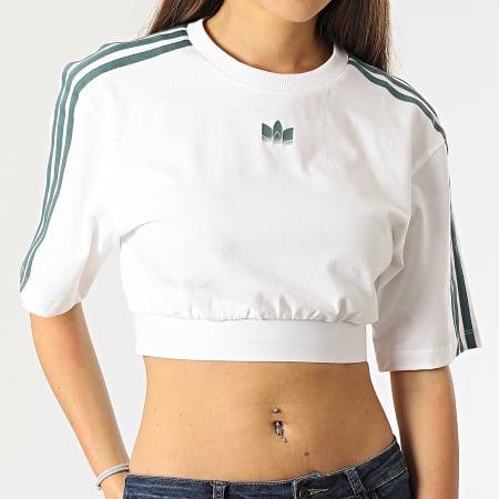 Adidas Originals - Tee Shirt Femme Crop A Bandes GT8474 Blanc