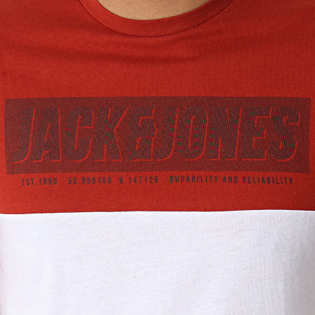 Jack And Jones - Tee Shirt Chimbal Rouge Brique Blanc