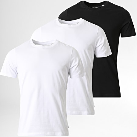 Jack And Jones - Lote de 3 camisetas Basic Organic Blanco Negro