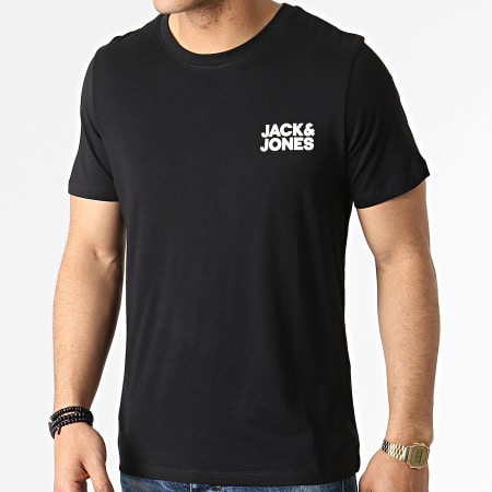 Jack And Jones - Confezione da 3 magliette con logo Corp blu navy bianco nero