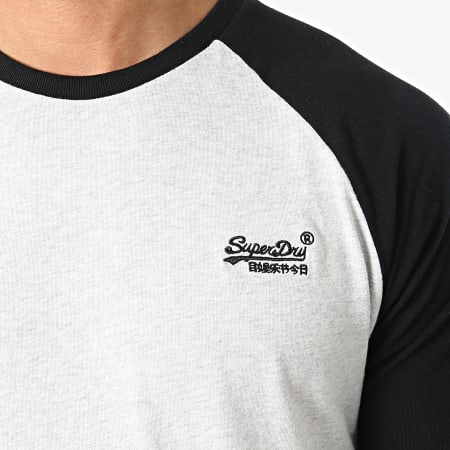 Superdry - Tee Shirt Manches Longues OL Baseball M6010382A Gris Chiné Noir