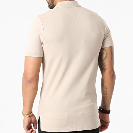 Tommy Jeans - Polo Manches Courtes Classic Solid Stretch 9439 Beige Taupe