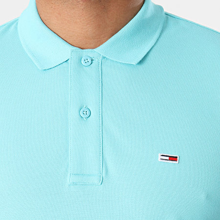 Tommy Jeans - Polo Manches Courtes Classic Solid Stretch 9439 Bleu Turquoise