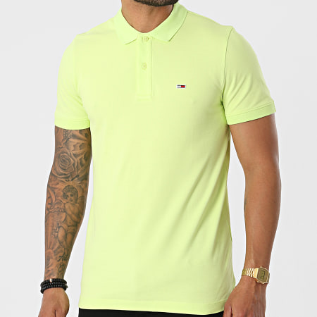 Tommy Jeans - Polo Manches Courtes Classic Solid Stretch 9439 Vert Anis