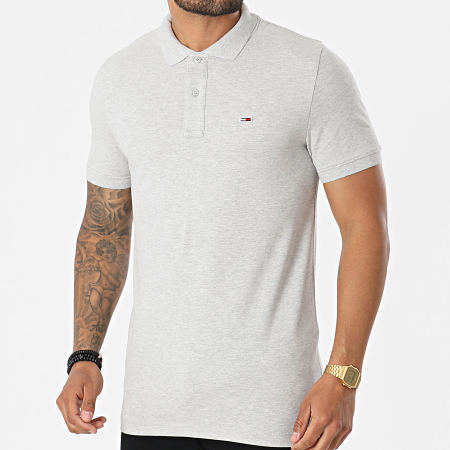 Tommy Jeans - Polo Manches Courtes Classics Solid Stretch 9439 Gris Chiné