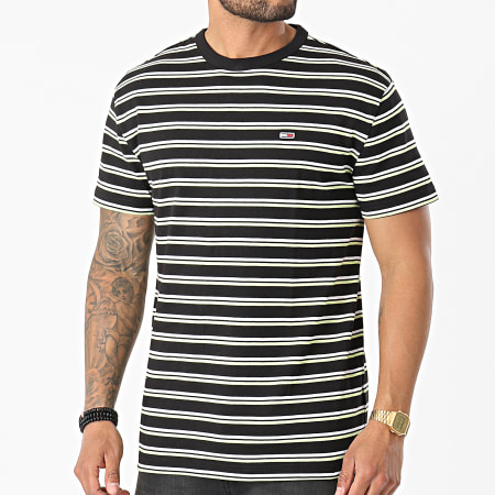 Tommy Jeans - Tee Shirt A Rayures Two Tones Classic 0264 Noir Jaune