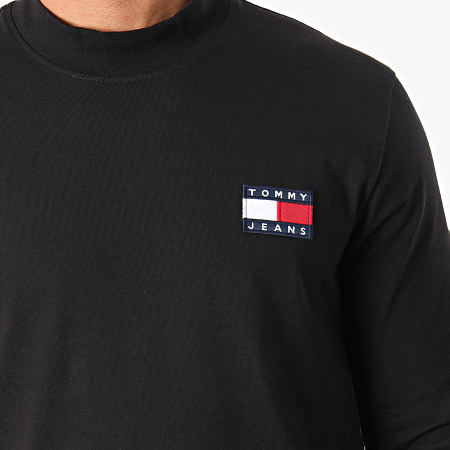 Tommy Jeans - Tee Shirt Manches Longues Badge Mock Neck 0281 Noir
