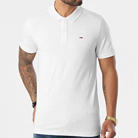 Tommy Jeans - Polo Manches Courtes Essential Jersey 0322 Beige Chiné