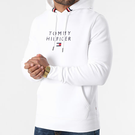 Tommy Hilfiger - Sweat Capuche Stacked Tommy Flag 7397 Blanc