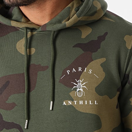 Anthill - Sudadera con capucha Camuflaje Logo Pecho Verde Caqui