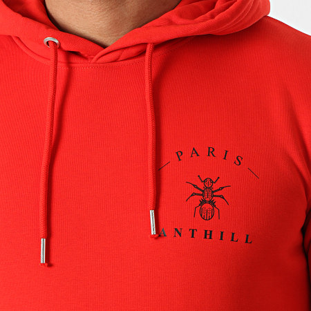 Anthill - Felpa con cappuccio con logo sul petto rosso nero