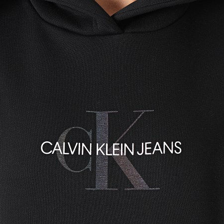 Calvin Klein - Sweat Capuche Femme Reflective Monogram 5267 Noir Iridescent